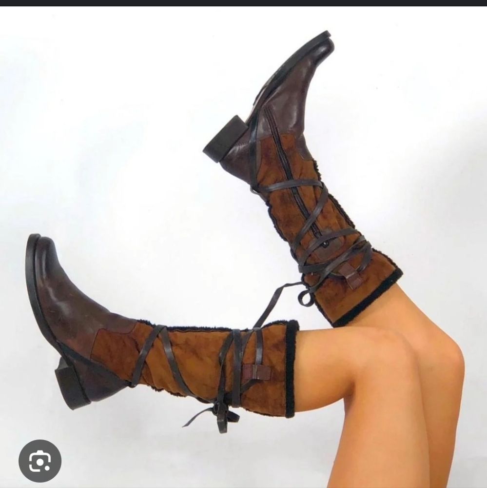 Vic Matie Brown Leather & Suede Lace-up Boots 6